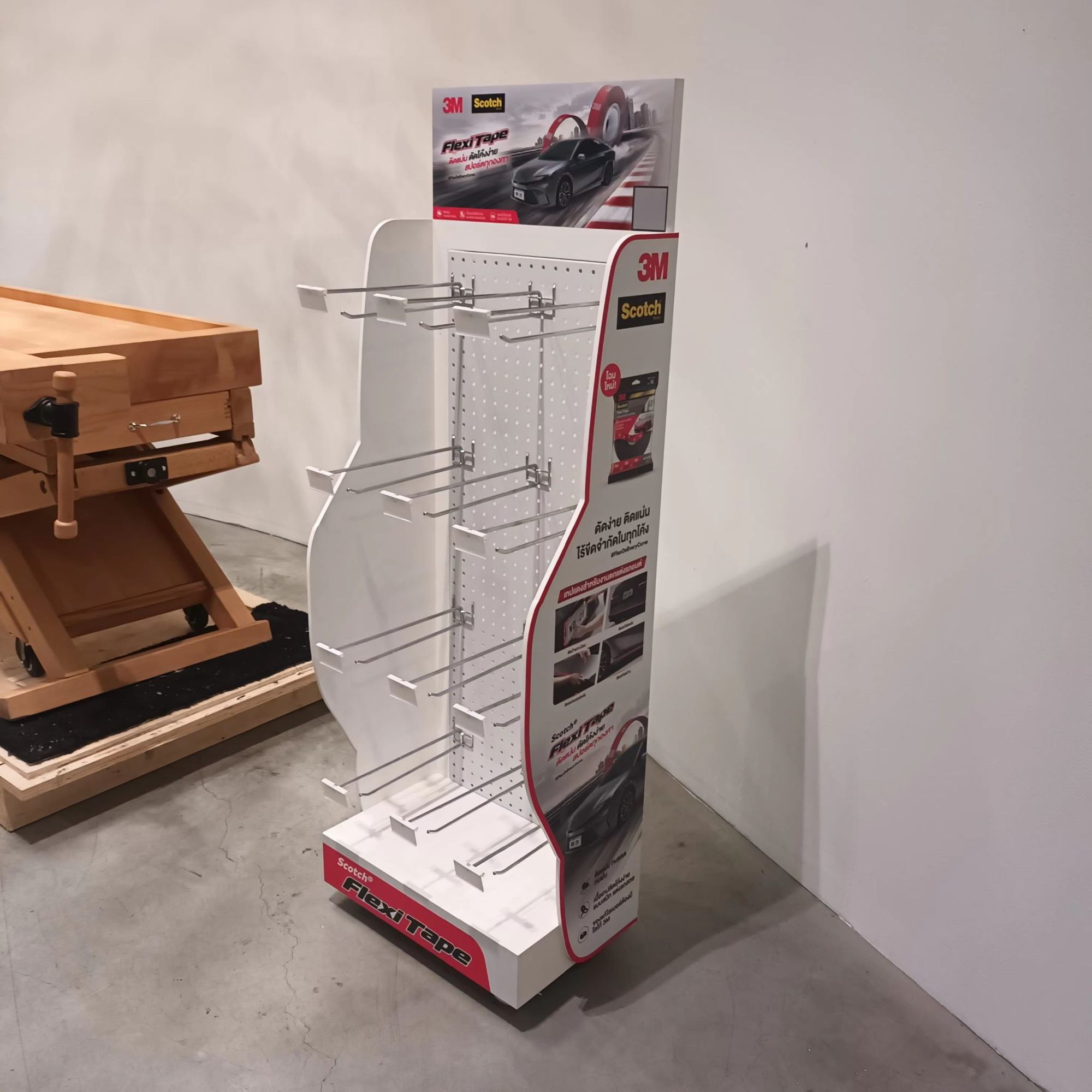 3M point-of-sale display stand, white powder-coated frame