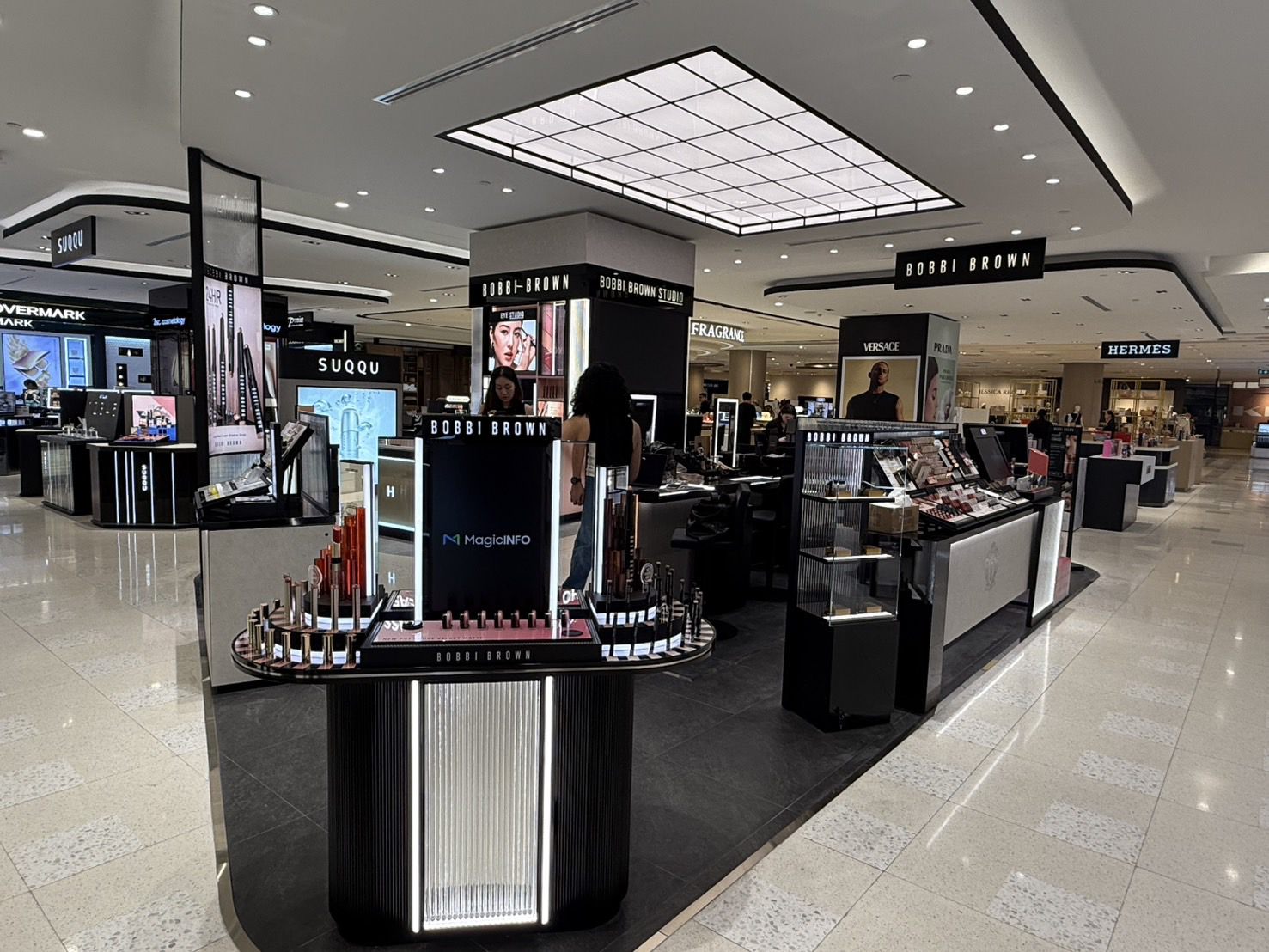 Island counter with lightbox tower