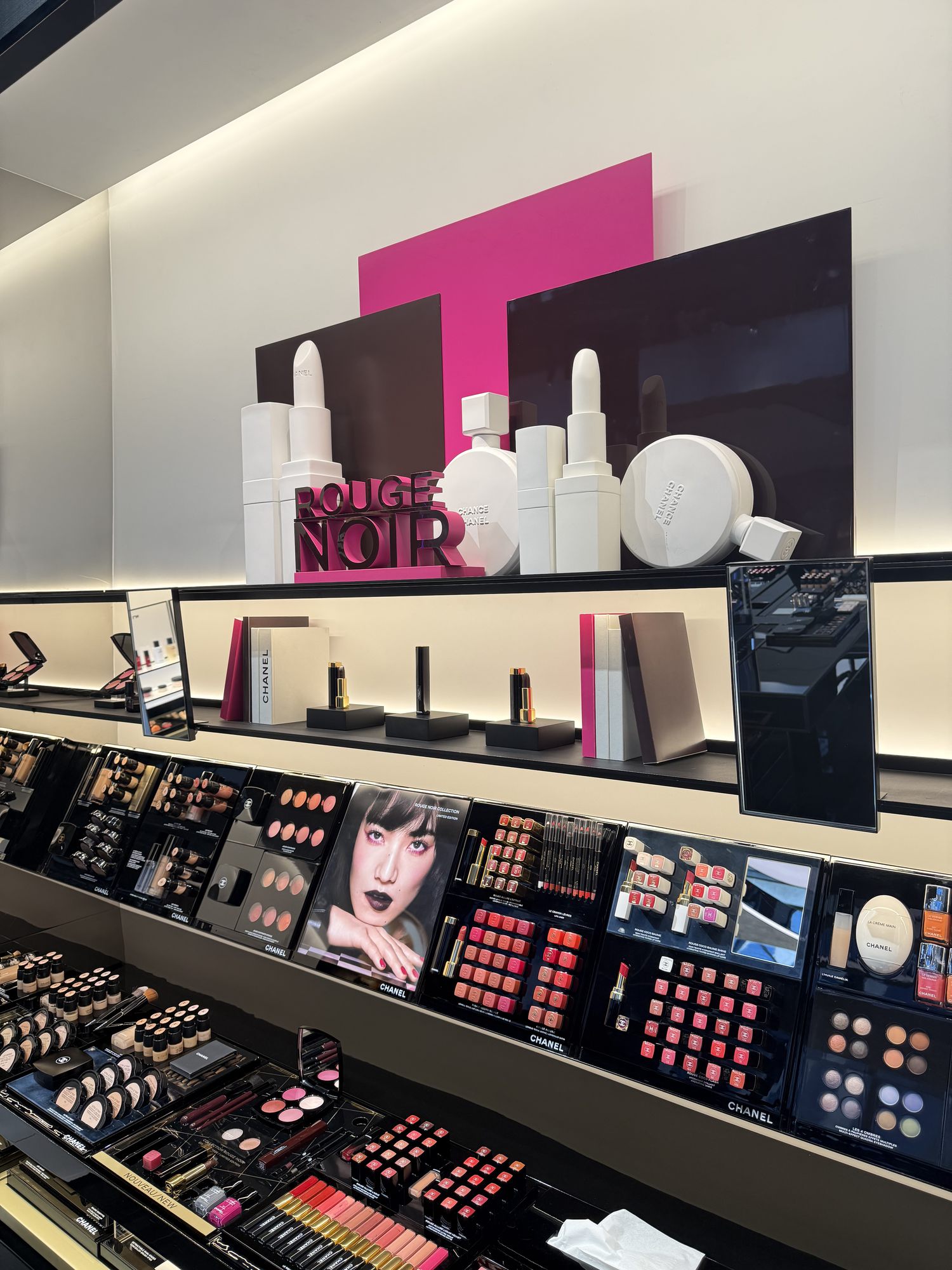 Rouge Noir tower against the makeup wall