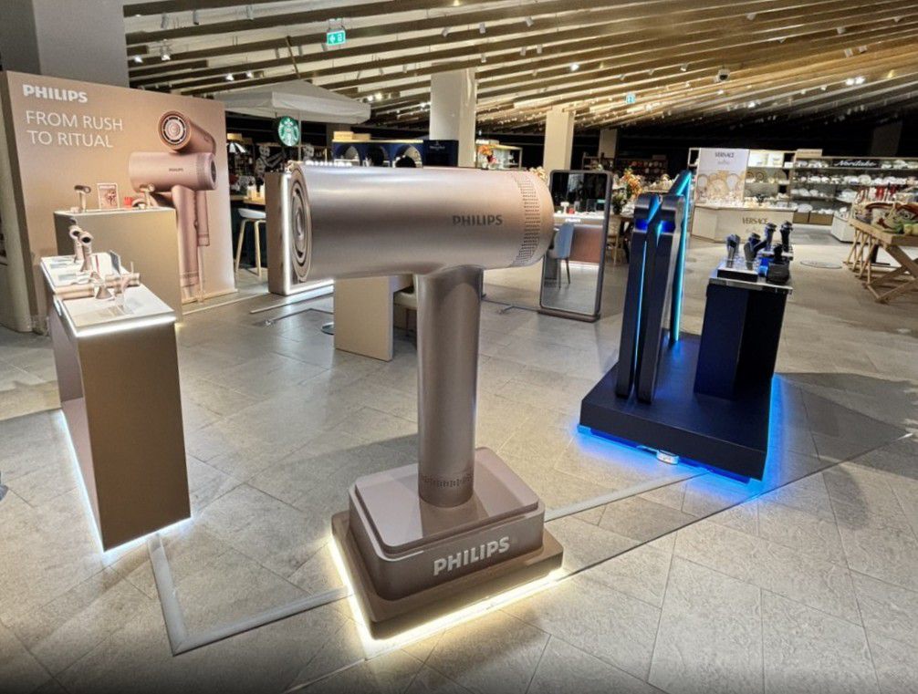 Oversized dryer model on its lit plinth